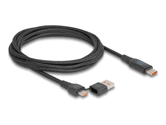 Delock Câble USB 2.0 de chargement Rapide USB Type-C™ USB Type-A mâle à USB Type-C™ mâle PD 3.1 140 W Avec