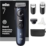 Braun Beard Trimmer Series 7, +6 Accessories, Lifetime Sharp ProBlade Blade, Up to 120 Min Battery Life, 40 Length Settings, Waterproof, Precision Wheel & Lock Button, BT7520, Blue