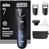 Braun Barbero Trimmer Series 7, Cortapelos eléctrico para hombre con 6 accesorios, hoja ProBlade ultraafilada, duración de batería de 120 min, afeitadora de barba inalámbrica, 40 longitudes