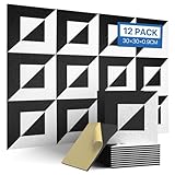 Soundsbay Akustikpaneele Selbstklebend 12 Stück, Schalldämmung Schallschutz Wand Hoher Dichte Akustikplatten für Gaming Deko, Büros, Studios, Schallschutzplatten, 30x30x0.9cm