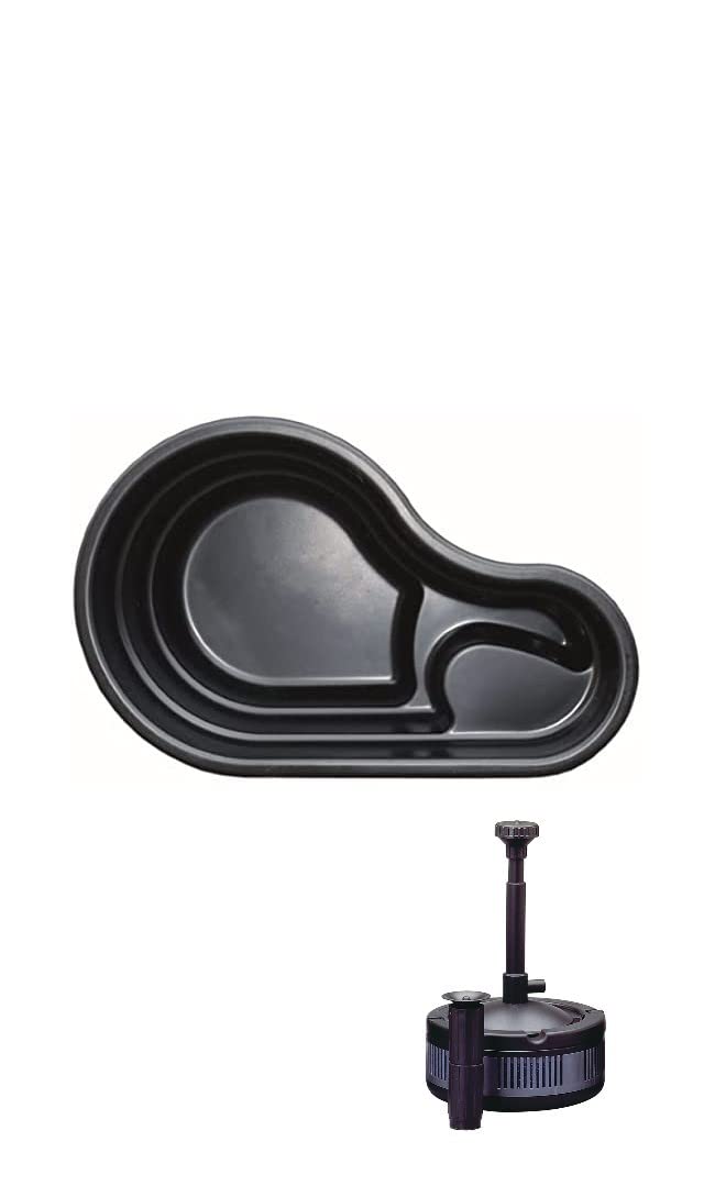 Giardini d'Acqua Kit Laghetto da Giardino Nero MOD Fusine + Pompa Ecopond 2 Lt 150 Stagno Preformato Piante Pesci Koi DIY