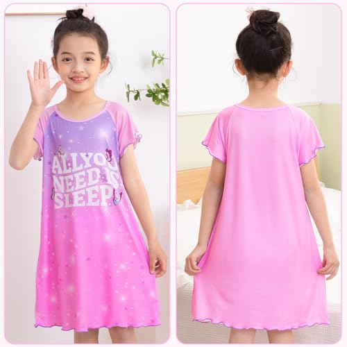 MHJY Girls Nightgown, Summer Kids Pjs, Casual Sleep Dress Toddler Nightgowns for girls 3-10 Years3