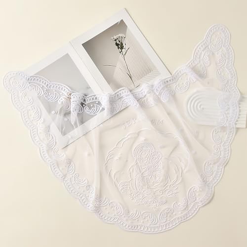 Our Lady of Virgin Mary Shawl Wrap Lace Triangle Scarf Hollow Mesh Embroidered Scarves Jerusalem Hijab Headscarf2