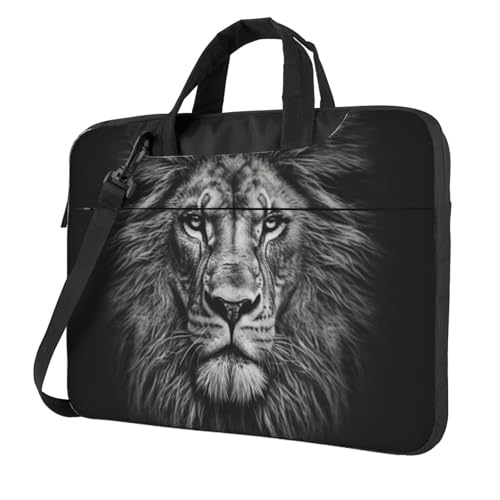 Sac à bandoulière pour ordinateur portable lion noir et blanc contre chocs et rayures
