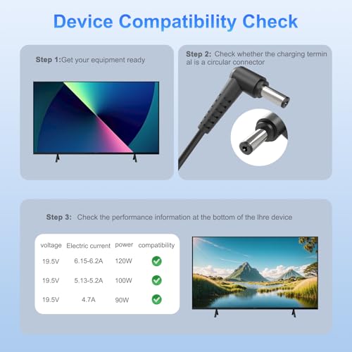 Jippofu 19.5V 6.2A 6.15A 5.2A Netzteil 120W 100W Kompatibel mit Sony Bravia TV 60“ 55” 50“ 49” 48” 43“ 42“ KDL-55W805C KDL-50W815B KDL-49WD755 KD-49XF7077 ACDP-120 ACDP-100 Ladekabel Ladegerät Adapter