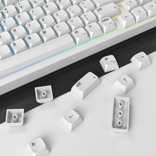 Image of 128 Keys PBT Keycaps XDA Profile Keycap Set Minimalist White Mac Style Custom Keycaps for MX Switches Mechanical Keyboard(Minimalist)