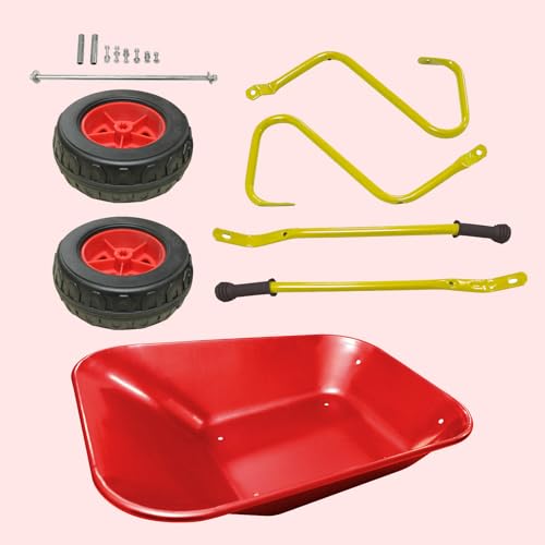 Image of 2 Wheel Toddler Gardening Tool Metal Wheelbarrow for Kids Wheel Barrow(red) | Kids Gardening Tools Set Children Wheelbarrow Gift Wheel Barrel All Seasons Digging Weed,Sand,Sweeping Leaves,Snow