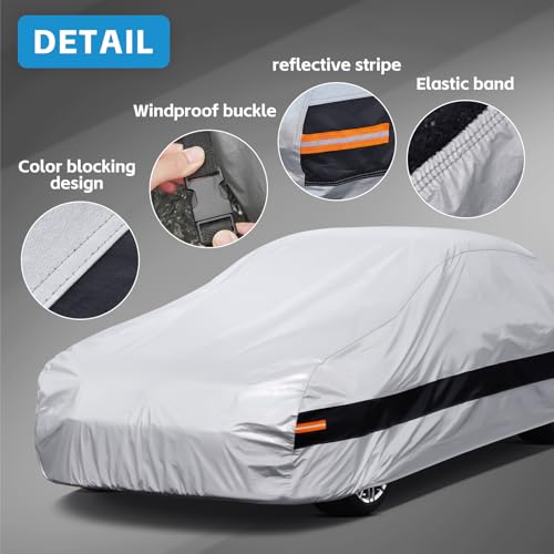 Image of 10 Layer Coupe Car Cover Waterproof All Weather for Automobiles,100% Waterproof Outdoor Car Covers Rain Snow UV Dust Protection. Custom Fit for Ford Mustang,Chevy Camaro,Porsche 911,etc