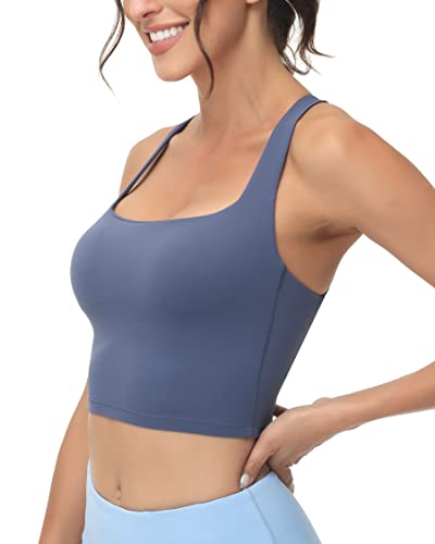 Image of romansong Strappy Yoga Sports Bras for Women Padded Criss-Cross Back Tank Tops