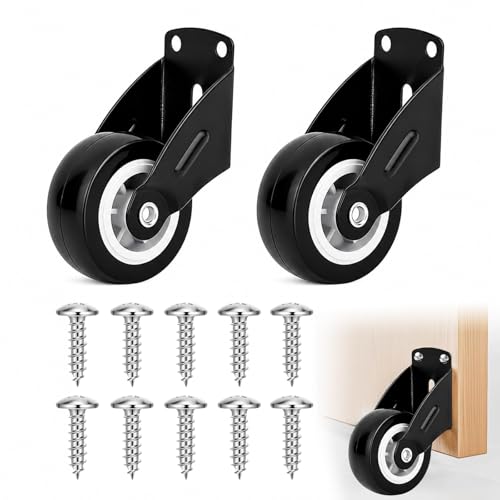 Adjustable Gate Wheels for Wooden Gates Heavy-Duty Steel & Rubber Bottom Support Caster Silent Smooth Caster Wheels for Swing Roller Fence Gates 2pcs Replacement Set