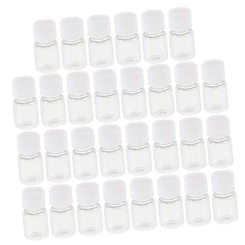Ciieeo 30pcs Plastic Reagent Bottles Laboratory Sample Bottles Secure Caps for Water Solid Smooth Base