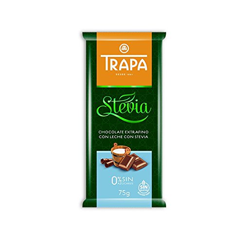 Trapa Chocolates Stevia Milk Chocolate Bar, 75 grams (Pack of 35)