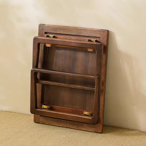 Table basse de salon en bois pliable rectangulaire noyer - 6