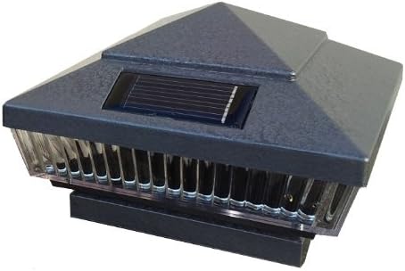 12-Pack Solar HAMMERED GREY Finish Post Deck Fence Cap Lights for 4" X 4" WOOD Post With White LEDs and Vertical-lined Clear Lens -GREEN NATURAL SOLAR