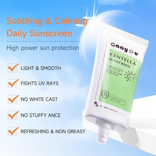 Centella Sunscreen SPF50 PA++++ Calming Moisture Facial Sunscreen Centella Asiatica Korean Sunscreen Matte No White Cast Face Sun Screen for Oily Sensitive Skin - Image 7
