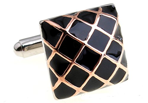 Preisvergleich Produktbild Lily Jewelry Manschettenknöpfe, Metall, rhodiniert, Schwarz - inkl. Geschenkbox