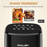 RAMJOY Air Fryer 3.8 Quarts for 1-2 people, 8-in-1 Functions, Air Fry, Roast, Bake, Broil, Preheat, Shake, Digital Small Air Fryer, Nonstick Dishwasher-Safe Basket, Compact Air Fryers, Black