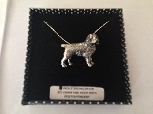 Pendentif épagneul en argent 925 fait main avec sa chaîne de 50,8 cm