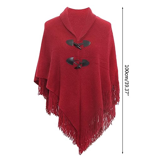 Shawl Wrap Poncho With Button Winter Poncho Cape Shawl Women Cloak Shawl Wrap Poncho Ruana Cape Cardigan Sweater Open3