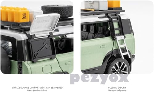 Image of Die-Cast Zinc Alloy 1:24 Scale Defender Camping【Large】 with 6 Openable Doors,Lights & Music. (Green)