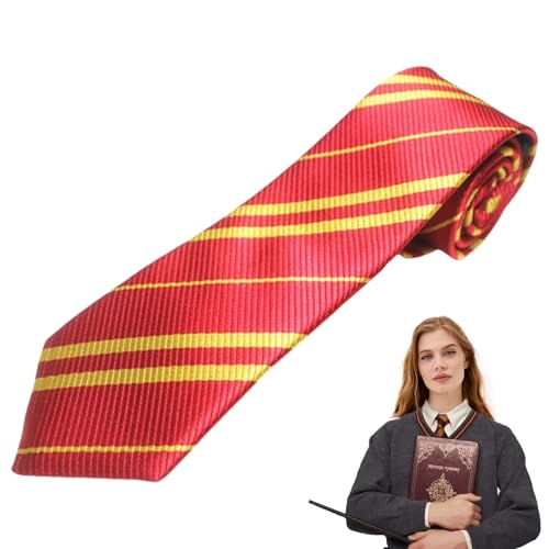 WANTUSHUI Harry Krawatte Jungen Cosplay Harry Kostüm Umhang Erwachsene Accessoires Zauberer Krawatte Kostüm Magische Tie Striped Halloween Unisex Geschenk Rot