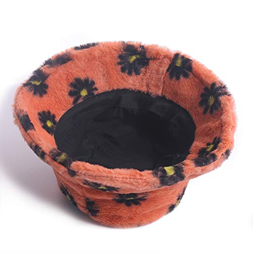 Uu Ben Winter Bucket Hat Daisy Faux Fur Fisherman Hats For Women Plush Warm Hats Large Brim Cap Purple #TOP3
