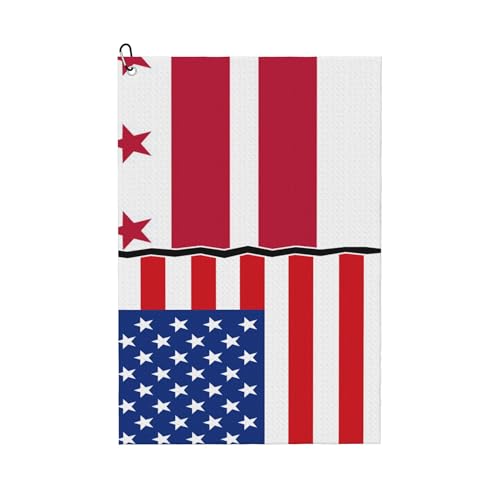 IRON1974 American & Washington DC Flag Golf Towel 24"x16