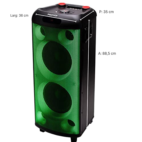 Caixa de Som Amplificada Polyvox Torre XT-990 TWS Bluetooth Full Led 2000W glide