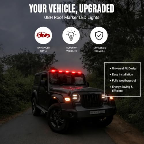 Image of UBH Roof Marker LED Lights For Cars, Trucks, Or Suv 4 X 4 Thar (UFO) (UFO Light 5 Red)