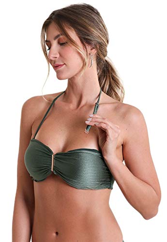 Top Biquíni Avulso com bojo Tomara que Caia Fru-Fru Marrakesh - Verde Musgo M