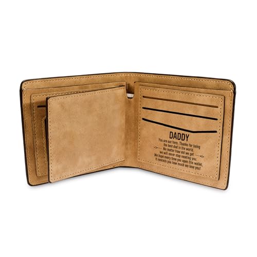 Personalized Leather Wallet for Men - Custom WalletGifts for Men from Wife with Names Father's Day Gifts for Dad Slim Bifold Fist Wallet for Husband4