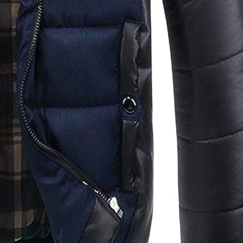 Veste matelassée en patchwork à losanges hommes blouson d'hiver doublé coton - 5
