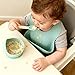 Ginbear Baby Bowls with Suction, Silicone Bibs, Self Feeding Spoons, Led Weaning Supplies, Toddler Eating Set for Ages 6 Months+ (Hazy Green)