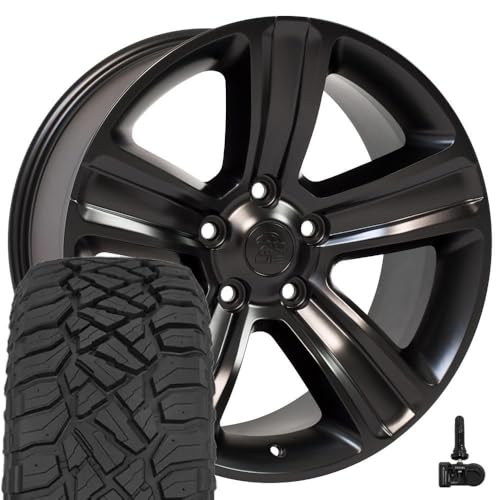 OE Wheels DG65 20 Inch Rims and Tires Fit Ram 1500 Style 5x139.7 20x9 Satin...