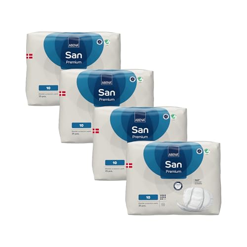 ABENA San 10 Premium Inkontinenzeinlagen MONATSPAKET (25 x 4 = 100 Stück) für Damen und Herren, 2800 ml Saugfähigkeit, schnell einziehende, diskrete und anatomische einlagen für Männer/Frauen