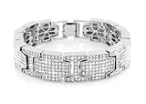 Hip-hop Silver Tone Bling Iced Mens Bracelet Covered with Cz