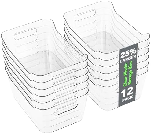 Tiawudi 12 Pack Plastic Storage Bins, Multi-Use Organizer Bins, P...