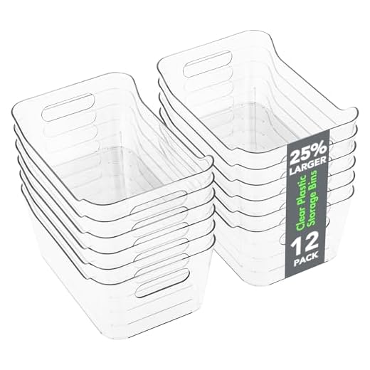 Tiawudi 12 Pack Plastic Storage Bins, Multi-Use Organizer Bins, Pantry Organizer, Clear Storage Containers for Home, Kitchen, Office, Cabinet, Shelf and Fridge Organization