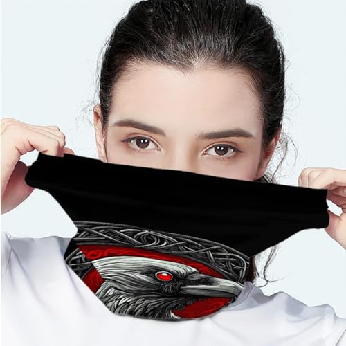 ENLACHIC 3D Viking Totem Print Balaclava Bandana Neck Gaiter Scarf Headband for Womens Mens