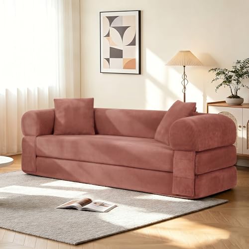 Trygoal 3-in-1 Queen Convertible Sofa Bed, Boneless Sleeper Couch, Pink by Trygoal - Used condition - US$216.05