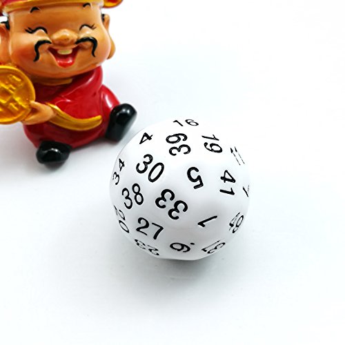 Bescon Fifty-Sided Die, 50 Sided Cube, 50 Sides Dice, 50-Sided D50 30mm Large Gaming Dice - White Opaque Color with Black Numbers