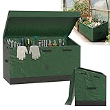TATIVALO Auflagenbox 530L Garten Aufbewahrungsbox Wetterfest, Gartenbox wetterfest Outdoor, Grün Metall Gartentruhe mit Plane, 123x62x74,5cm, Wetterfeste Gartenkiste mit Schrägdach