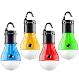 FLY2SKY Tent Lamp Portable LED Tent Light 4 Packs Hook Hurricane Emergency Lights LED Camping Light Bulb Camping Tent Lantern Bulb Camping Equipment for Camping Hiking Backpacking Fishing Outage