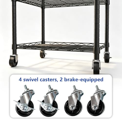 REGILLER 6 Wire Shelving Steel Storage Rack Adjustable Unit Shelves for Laundry Bathroom Kitchen Pantry Closet(Black,11.7" D x 16.8" W x 63" H,With Wheels) by REGILLER - Used condition - Image 4