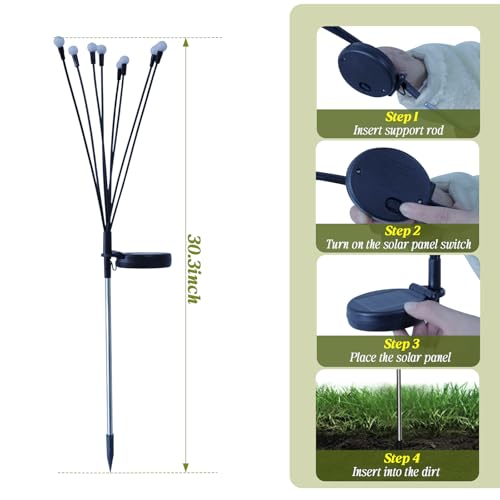 Veeydrut Solar Outdoor Firefly Lights Waterproof (6 Packs, 48 LEDs), 2 Modes Decorative Lighting, Solar Stake Lawn Swaying Lights, Unique Spring Garden Decor Gifts for Women by Veeydrut - Image 9