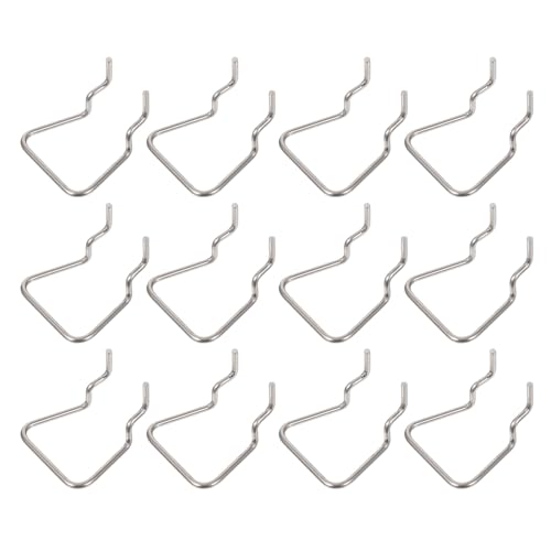 CONGARTENO 12Pcs Stainless Steel Perforated Wall Hooks Pegboard Tool Display Rack Hooks Angled Ends Secure Hold for Garage Workshop Organizer and Hardware Storage