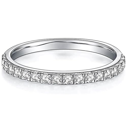 YODEWA Moissanite Wedding Band for Women Half Eternity 925 Sterling Silver 0.3ct DEF Color VVS Lab Created Moissanite Thin Real Moissanite Anniversary