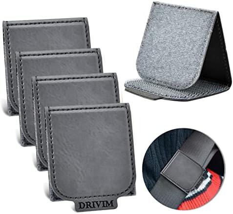 Car Seat Belt Adjuster, 4 Pack Premium PU Leather Seatbelt Clip for Vehicle Automobile Safety Comfort Universal Shoulder Neck Strap Positioner for Adults (Grey)