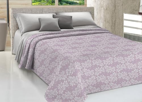 CapitanCasa Sonia - Colcha de piqué ligera para verano, 100% algodón, fabricada en Italia, diseño Olivia, para cama de matrimonio, color rosa