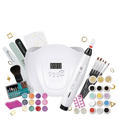 プチトル 120点 ジェルネイルキット セルフネイル 初心者 セット ネイルマシン付き 54W LEDライト カラージェル 3g 10色セット ベース&トップコート プロ仕様 自宅ネイル スターターキット 長時間保つ ネイルサロン監修のスタートガイド付き